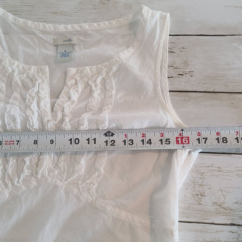 Anthropologie Odille White Pleated Cotton Top Sleeveless Cottage Romantic 8 - Picture 5 of 7